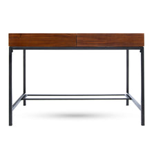 Load image into Gallery viewer, Industrial Style Storage Desk With Acacia Wood Top And Metal Legs - Oak