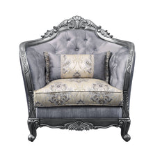 Load image into Gallery viewer, Fabric And Platinum Floral Tufted Arm Chair 43" - Light Gray