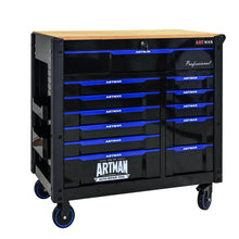 Load image into Gallery viewer, 12 Layer Drawer Multi Purpose Tool Cart With Wheels And Wooden Countertops - Black / Blue