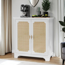 Load image into Gallery viewer, Rattan Decorated Sideboard Buffet Storage Liquor Cabinet - White