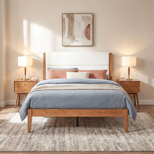 Load image into Gallery viewer, Platform Bed Frame With Upholstered Headboard, Slat Support