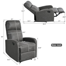 Load image into Gallery viewer, Modern Recliner Manual, Home Theater Chair With Adjustable Backrest