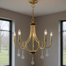Load image into Gallery viewer, 27" Five Light Dimmable Chandelier With Shades - Brass