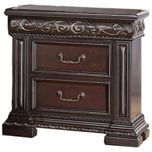 Load image into Gallery viewer, 2 Drawer Nightstand, Carvings Bedside Table, Bedroom Furniture - Cherry