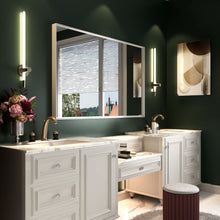 Load image into Gallery viewer, Rectangular Wall-Mounted Beveled Bathroom Mirror, Square Angle Metal Frame Wall Mounted Bathroom Mirrors For Wall (Horizontal & Vertical) - Glossy White
