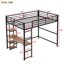 Load image into Gallery viewer, Loft Bed With Built In Desk And Storage Shelves, Full Size - Black