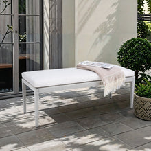 Load image into Gallery viewer, Outdoor Patio Stationary Bench With Sunbrella Fabric Cushion - Grayish