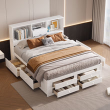 Load image into Gallery viewer, Platform Bed With Storage Headboard And 8 Drawers