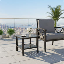 Load image into Gallery viewer, Square 2 Tier All-Weather Outdoor Side Table With Slatted Top
