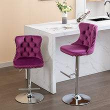 Load image into Gallery viewer, Swivel Barstools Adjusatble Seat Height From 25-33", Modern Upholstered Base Bar Stools With Backs Comfortable Tufted For Home Pub And Kitchen Island (Set of 2)