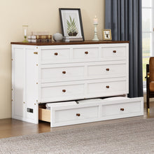 Load image into Gallery viewer, Solid Pine Murphy Bed Chest With Charging Station And Large Storage Drawer For Home Office Or Small Room
