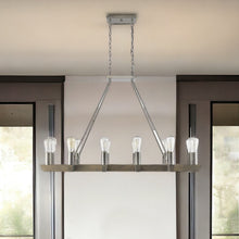 Load image into Gallery viewer, Kitchen Island Twelve Light Metal Dimmable Chandelier - Silver