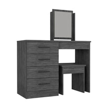 Load image into Gallery viewer, 39" Wood Four Drawer Vanity Table With Mirror And Seat - Gray