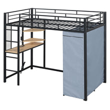 Load image into Gallery viewer, Loft Bed With Desk, Shelves, Power Outlet, LED Light And Wardrobe
