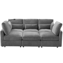 Load image into Gallery viewer, Modern Modular U-Shaped Sofa Bed With Movable Ottoman, USB Ports, Phone Holder