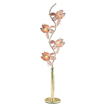Load image into Gallery viewer, Four Light Floral Floor Lamp With Pink Glass Shades - Gold