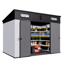 Load image into Gallery viewer, 10 Ft. W X 7 Ft. D Plastic Storage Shed With Floor - Black / Gray