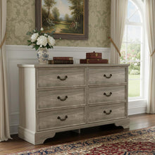 Load image into Gallery viewer, Solid Wood Console Accent Cabinet With Six Drawers - Light Gray