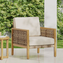 Load image into Gallery viewer, Maycen - Outdoor Club Chair With Wicker Accents - Teak