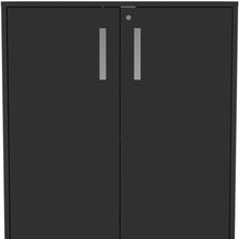 Load image into Gallery viewer, 35" Wood Rolling Storage Cabinet With Two Doors - Black