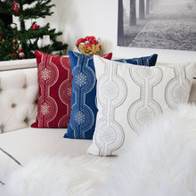 Load image into Gallery viewer, Holiday Throw Pillow With Snowflake Embroidery