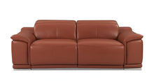 Load image into Gallery viewer, Italian Leather USB Reclining Sofa With Silver Legs - Camel