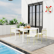 Load image into Gallery viewer, 4 Piece Set Of Modern Color Block Designed Single Chairs With Long Table