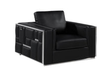 Load image into Gallery viewer, Metallic Top Grain Leather Club Chair - Black And Silver