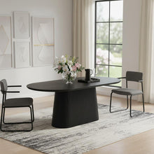 Load image into Gallery viewer, 81" Solid Wood And Wood Pedestal Base Oval Dining Table - Black