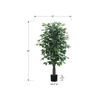 Load image into Gallery viewer, 58" Tall, Artificial Plant, Ficus Tree, Indoor, Faux, Fake, Floor, Greenery, Potted, Decorative - Green / Black