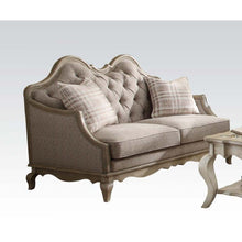 Load image into Gallery viewer, Linen Loveseat And Toss Pillows - Beige / Brown