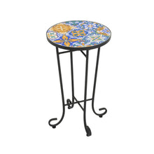 Load image into Gallery viewer, French Country Patio Side Table With Vibrant Tile Top