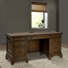Load image into Gallery viewer, Stigham - 5 Drawer Credenza Office Desk - Oak