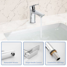 Load image into Gallery viewer, Single Handle Lavatory Basin Sink Faucet Brass Bathroom Faucet With Hot And Cold Water Control - Chrome