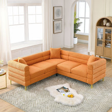 Load image into Gallery viewer, Oversized L - Shaped Corner Sofa, 5 Seater Sectional With 3 Cushions, Living Room Furniture - Orange