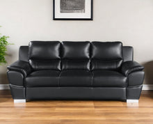 Load image into Gallery viewer, Sofa Leather With Silver Legs - Black