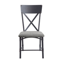 Load image into Gallery viewer, Upholstered Fabric Cross Back Dining Side Chairs (Set of 2) - Gray / Black