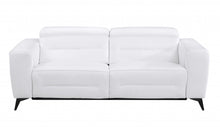 Load image into Gallery viewer, Italian Leather USB Reclining Sofa With Silver Legs - White