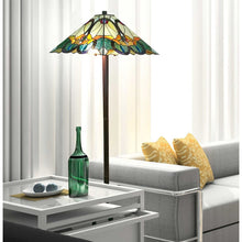 Load image into Gallery viewer, Two Light Traditional Shaped Floor Lamp With Brown And Blue Stained Glass Cone Shade - Brown