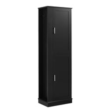 Load image into Gallery viewer, Tall Freestanding Bathroom Storage Cabinet With Adjustable Shelves And Side Hooks