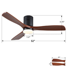 Load image into Gallery viewer, Low Profile Flush Mount Intergrated LED Ceiling Fan With Light And Silent Reversible Motor
