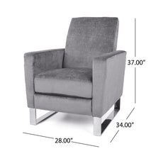 Load image into Gallery viewer, Bolt - Upholstered Recliner Chair With Stainless Steel Base - Gray / Chrome