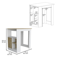 Load image into Gallery viewer, Kitchen Island Three Open Side Storage Shelves And One Push-To-Open Cabinet - White / Macadamia