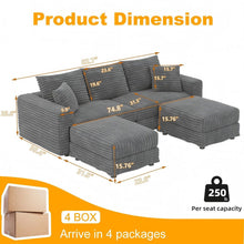 Load image into Gallery viewer, Convertible Deep Seat Sofa With Soft Pillows And Ottomans