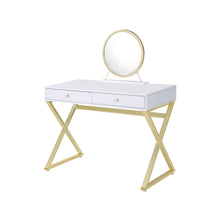 Load image into Gallery viewer, Finish Round Dresser Mirror - White & Gold