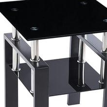 Load image into Gallery viewer, Glass Metal Square End Tables With Shelf - Black