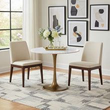 Load image into Gallery viewer, 36" Modern Marble And Burnished Pedestal Bistro Table - White / Gold