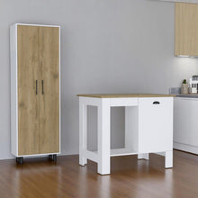 Load image into Gallery viewer, Wood Kitchen Island Pantry Cabinet (Set of 2) - Beige / White