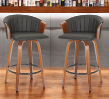 Load image into Gallery viewer, Faux Leather And Metal Low Back Counter Height Bar Chairs (Set of 2) - Black And Brown