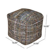 Load image into Gallery viewer, Koki - Handcrafted Fabric Pouf Recycled Denim And Paper Chindi - Khaki